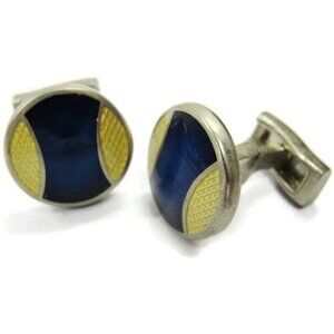 TM Lewin Cufflinks Baseball Blue White Tux Shirt Dress Suit Vintage